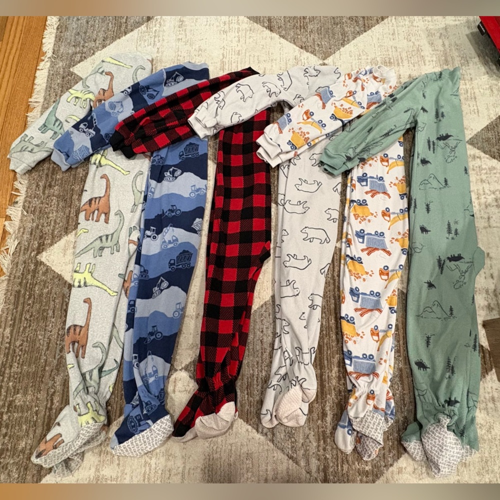 Bundle of Toddler Boy Fleece Footed Pajamas size 5T
